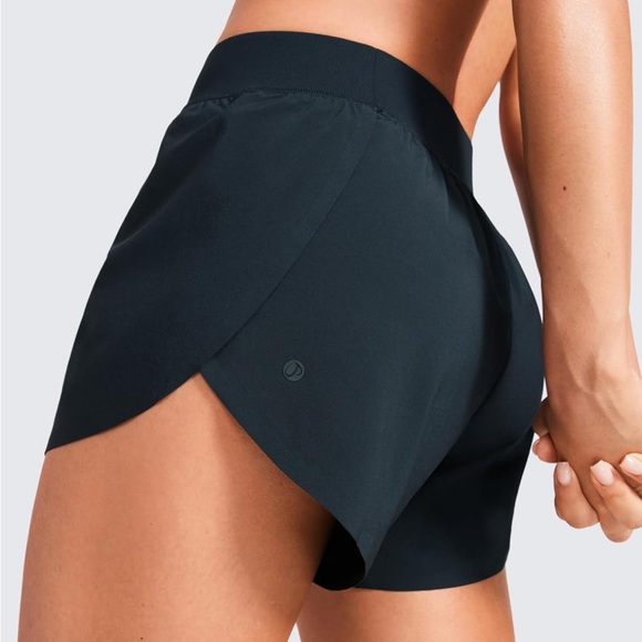 CRZ YOGA Pants - CRZ Yoga True Navy Mid-Waisted Dolphin Athletic Shorts